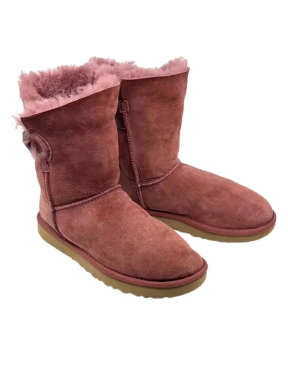 UGG~ Nash Classic~SUEDE SHEEPSKIN SHEARLING ANKLE BOOTS in Pink Burgundy Size 9